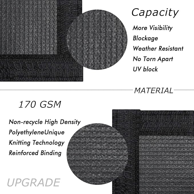 UPGRADE Privacy Fence Screen 4'x22' Dark Grey Outdoor 90% Visibility Blockage 170 GSM Mesh Shade Cover Panels for Backyard,Balcony,Home Decoration with Zip Ties,Customized Avaliable