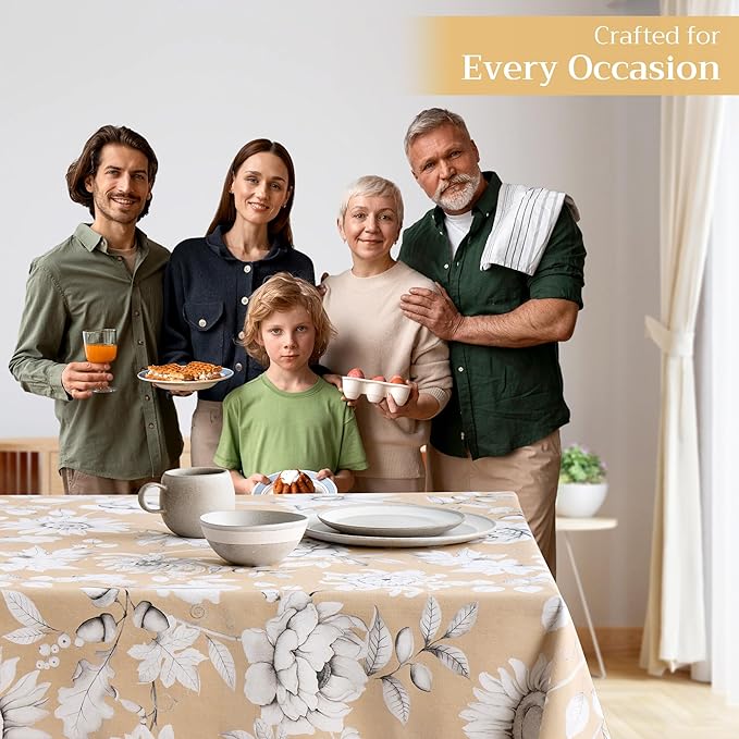 Maison d' Hermine Table Cloth Rectangle Table 100% Cotton 70 x 90 Inches Fall Tablecloth Reusable Everyday Use for Thanksgiving Christmas Decorations Dining Farmhouse Party (Pretty Autumn)