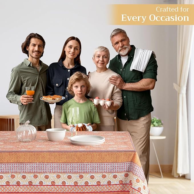 Maison d' Hermine Table Cloth Square Table 100% Cotton 54 x 54 Inches Fall Tablecloth Reusable Everyday Use for Thanksgiving Christmas Decorations Dining Farmhouse Party (Harvest Festival)