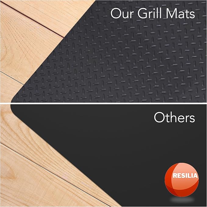 RESILIA Large Under Grill Mat – Heavy Duty, Reusable Outdoor Floor Protector Mats for Deck, Patio, & Garage – 72 Inch x 48 Inch with 12 Inch Splatter Protection Lip, Black Orange Peel, Made in the USA