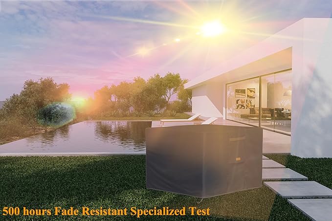 Fire Pit Cover 600D Heavy Duty Waterproof Fabric With PVC Coating Square 36" Wx 36" D x 24" H Dark Grey Fits for 32-36 Inch Fire Pit Table Fade Resistant Outdoor Firepit Cover