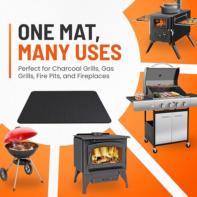 Under Grill Mats for Outdoor Grill (76 x 52 inch) Double-Sided Fireproof Mat for Under Fire Pit Mat the Perfect Grill Matt for Outdoor Grill Deck Protector and BBQ Matt for Under Grill Mat for Deck