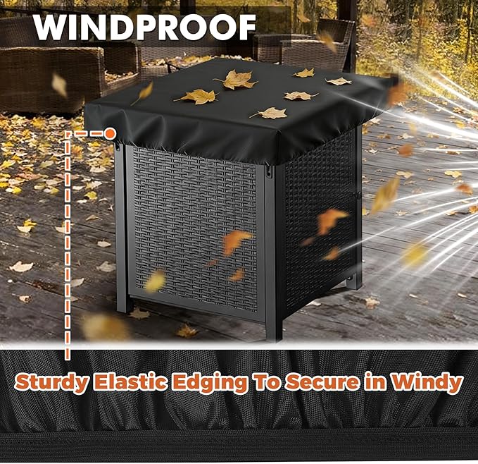 Outdoor Fire Pit Cover Rectangular, 44"L x 26"W x 4"H Waterproof Fire Pit Cover for Rectangular Fire Pit Tables, Industrial-Grade 3-Layer Structure 600D Fabric, UV Proof & Tear-Resistant Cover