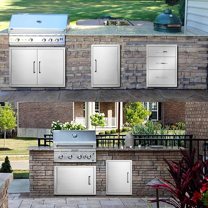 Outdoor Kitchen Door, 23 "W17 H Outdoor Kitchen Access Door, Stainless Steel Barbecue Single Door, Can Be Used for Outdoor Kitchen Island Or Outdoor Kitchen