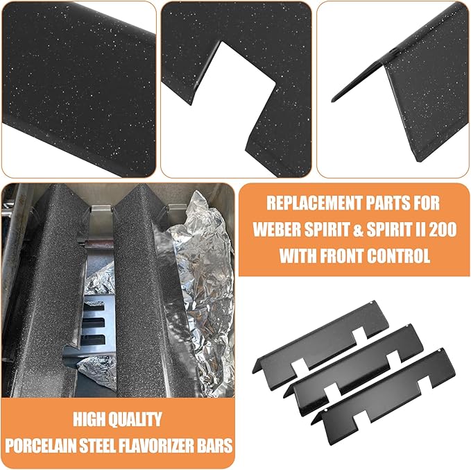 Grill Parts for Weber Spirit/Spirit II Parts Replacement, 7637 Grates 7635 Flavorizer Bars 69785 Burner Tube Replacement Kit for Weber Spirit & Spirit II 200 Series, Spirit E210 E220 S210 S220