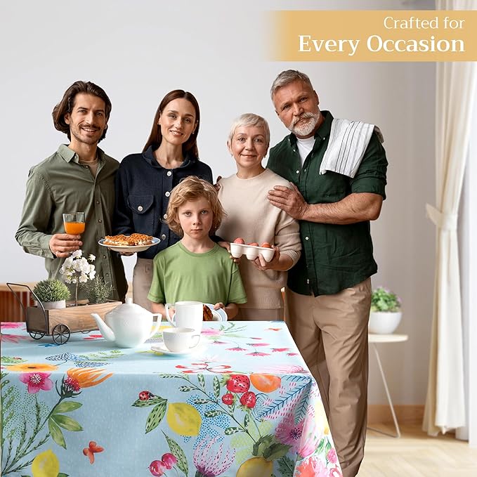 Maison d' Hermine Table Cloth Rectangle Table 100% Cotton 54 x 72 Inches Tablecloth Reusable Decorative for Dining Room, Farmhouse, Home, Party, Festive & Wedding Spring Summer - Jardin D'Ete - Mint