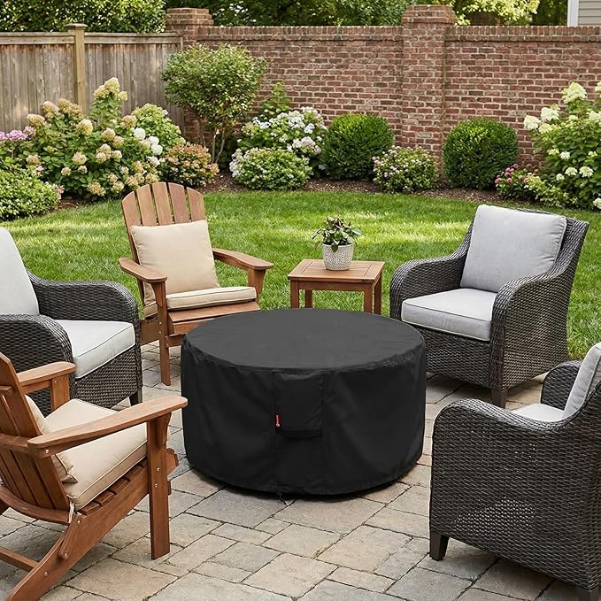 SheeChung Fire Pit Cover 36"x34" for Ikuby Fire Pit Sphere,Waterproof Heavy Duty 600D Round Fire Pit Cover for Outdoor Large Globe/Ball Firepit,Fits Propane Gas Fire Pit