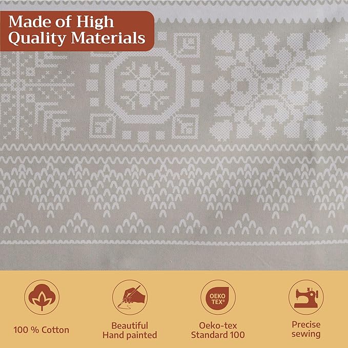 Maison d' Hermine Table Cloth Rectangle Table 100% Cotton 60 x 90 Inches Fall Tablecloth Reusable Everyday Use for Thanksgiving Christmas Decorations Dining Farmhouse Party (Cozy Christmas)