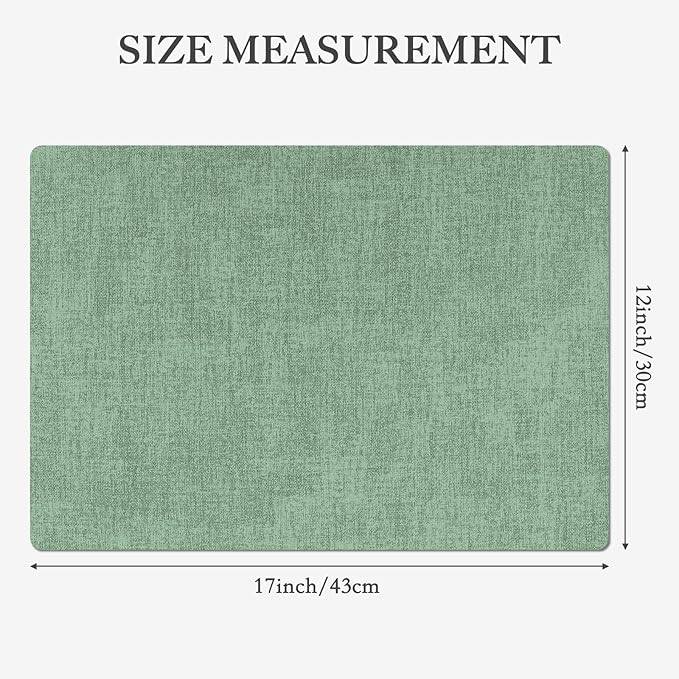 Faux Leather Heat Resistant Christmas Placemats Set of 4 – Waterproof Oilproof Wipeable Dining PU Vinyl Place Mat Easy Clean Table Mats for Kitchen/Dining/Party/Holiday, Dark Green