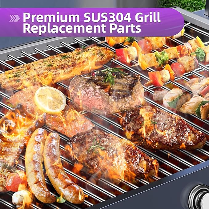 Stainless Steel 7524 Grill Grates for Weber Genesis E310 E320 E330 S330 EP-310 with 7620 Flavorizer Bars and 7622 Heat Deflector 19.5” Grill Replacement Parts for Weber 300 Series 7528, 7621