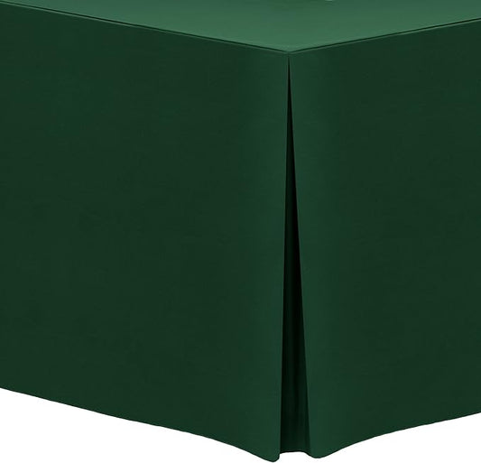 Ultimate Textile -10 Pack- 5 ft. Fitted Polyester Tablecloth - Fits 30 x 60-Inch Banquet and Folding Rectangular Tables - 42" H, Hunter Green
