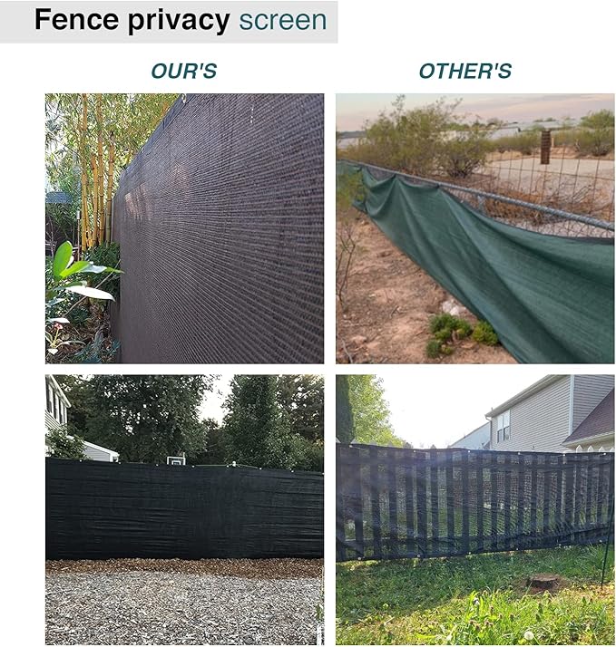 ECOOPTS 8'x219' Privacy Fence Screen Windscreen with Copper Grommets, Fit for Commercial Fence and Residential Garden Outdoor 90% UV Blockage, Cable Zip Ties Included (Green)