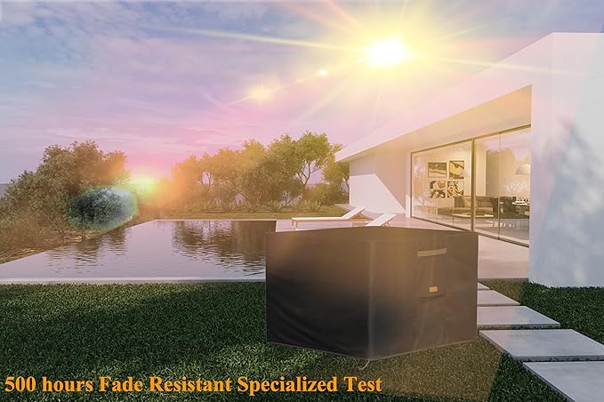 Fire Pit Cover 600D Heavy Duty Waterproof Fabric With PVC Coating Square 32" Wx 32" D x 24" H Black Fits for 28-32 Inch Fire Pit Table Fade Resistant Outdoor Firepit Cover