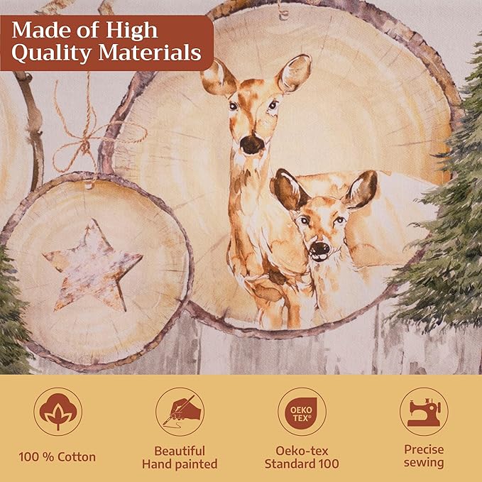 Maison d' Hermine Table Cloth Rectangle Table 100% Cotton 70 x 120 Inches Fall Tablecloth Reusable Everyday Use for Thanksgiving Christmas Decorations Dining Farmhouse Party (Mountain Life)