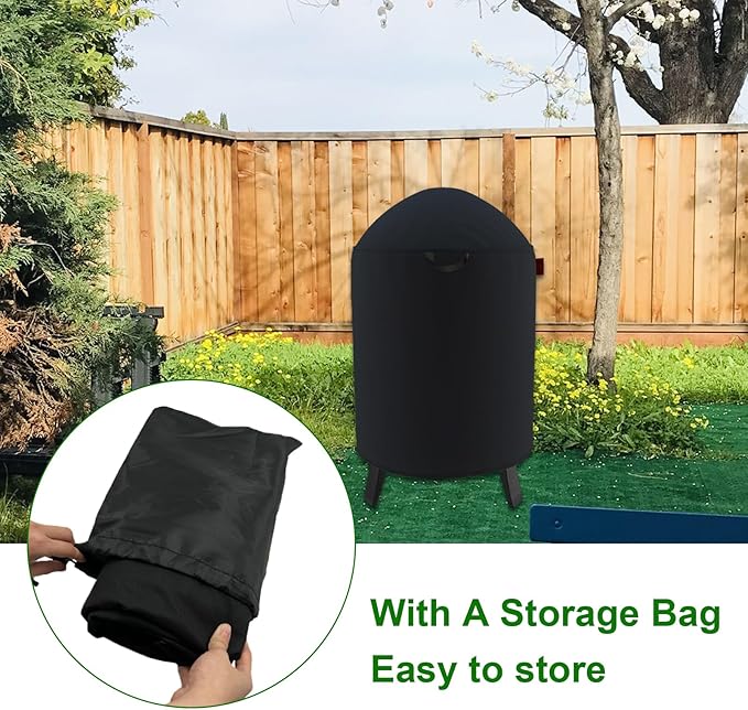 Outdoor Round Smoker Cover Fits Char-Broil 16" Bullet Smoker, Realcook 17" Smoker, OURCAMP 17" BBQ Smoker, Cuisinart COS-116 Vertical Charcoal Smoker,Joyagrill 17-1/2" Smoker Grill (22" D x 30" H)