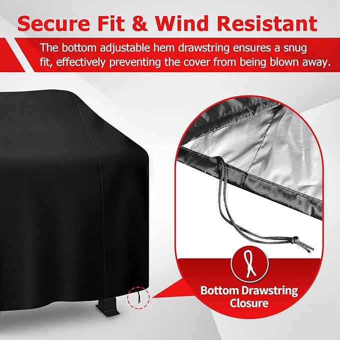 iCOVER Grill Cover, 60 inch BBQ Grill Cover for Outdoor Grill, Anti-UV & Fade Resistant Gas Grill Cover, Waterproof Barbecue Grill Covers for Weber, Char-Broil, Nexgrill and More, Black
