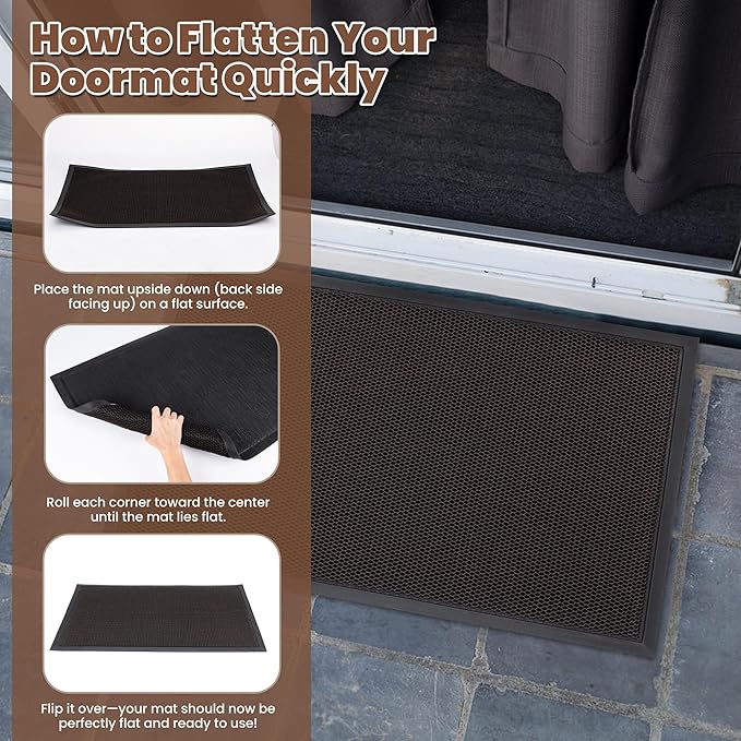 Outdoor Indoor Door Mats for Entryway, Heavy Duty and Durable All-Weather Entry Mat, Low Profile, Non-Slip and Easy Clean Outdoor Doormat for Entrance, Patio and Garage (Brown 36"x24")