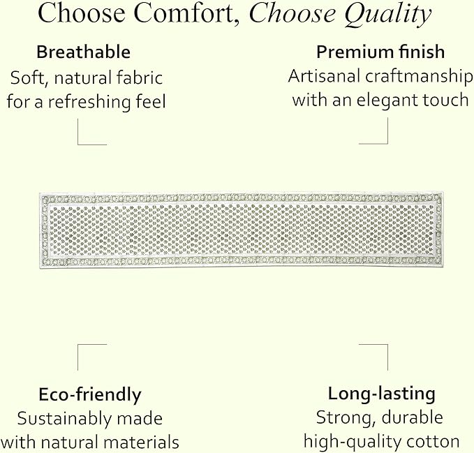 CPC Cotton Table Runner 16x72 Inch Block Printed Long Fall Table Runner for Dining Table, Card Table, Coffee Table, Wedding, Farmhouse & Outdoor Barbeque-Emerald Green