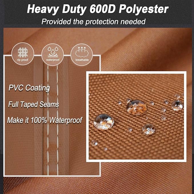 NettyPro Grill Cover for Outdoor Grill 70 inch Waterproof Heavy Duty Gas BBQ Grill Cover for Outside Weber, Char-Broil, Brinkmann, Jenn Air, Nexgrill 3-5 Burners Barbecue, Brown