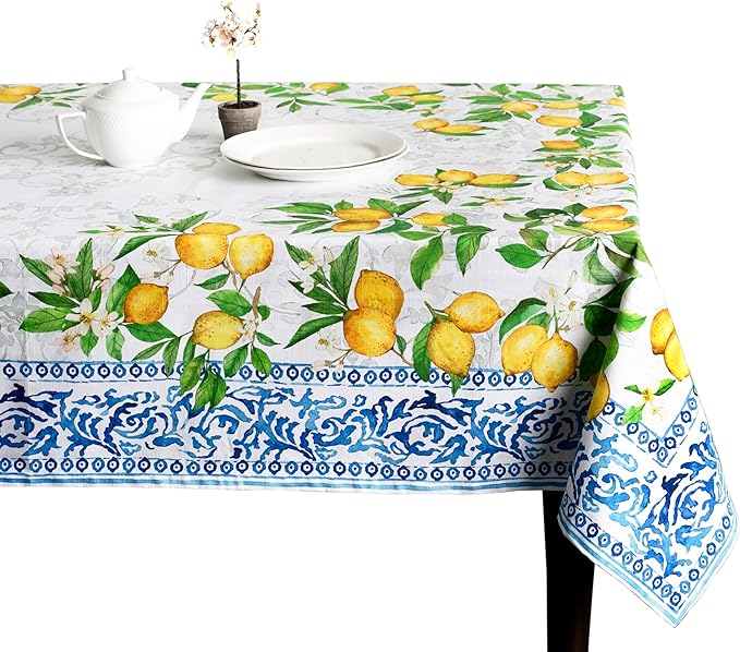 Maison d' Hermine Table Cloth Rectangle Table 100% Cotton 60 x 120 Inches Tablecloth Reusable Decorative Everyday Use for Dining Room, Farmhouse, Home, Party, Festive & Wedding Spring Summer - Cedrat