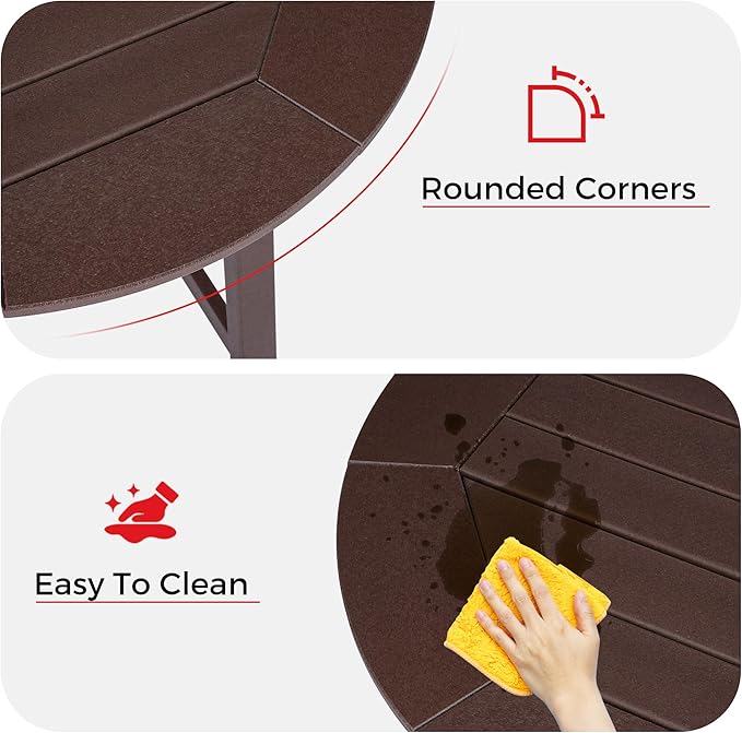 Costaelm Patio Bistro Table, 42" Counter Height Round Patio Cocktail Bar Table with Umbrella Hole, Outdoor Bistro Dining Pub Table for Front Porch Deck Backyard Garden, Dark Brown