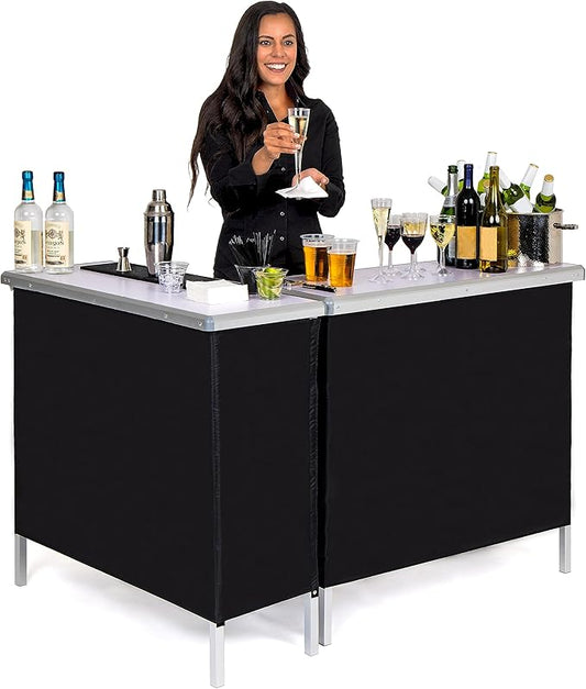 GoPong GoBar Portable Double Bar Table Set - Mobile Bartender Station for Events - Includes Carrying Case