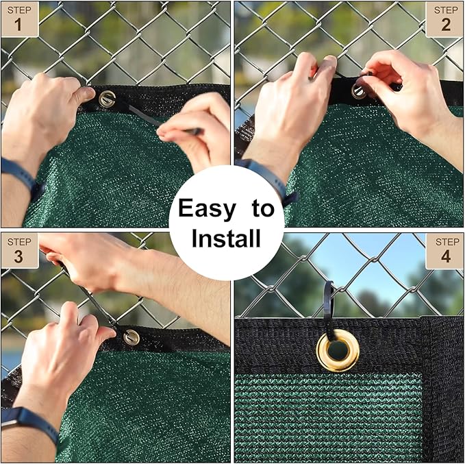 UPGRADE Privacy Fence Screen 8'x38' Dark Green Outdoor 90% Visibility Blockage 170 GSM Mesh Shade Cover Panels for Backyard,Balcony,Home Decoration with Zip Ties,Customized Avaliable