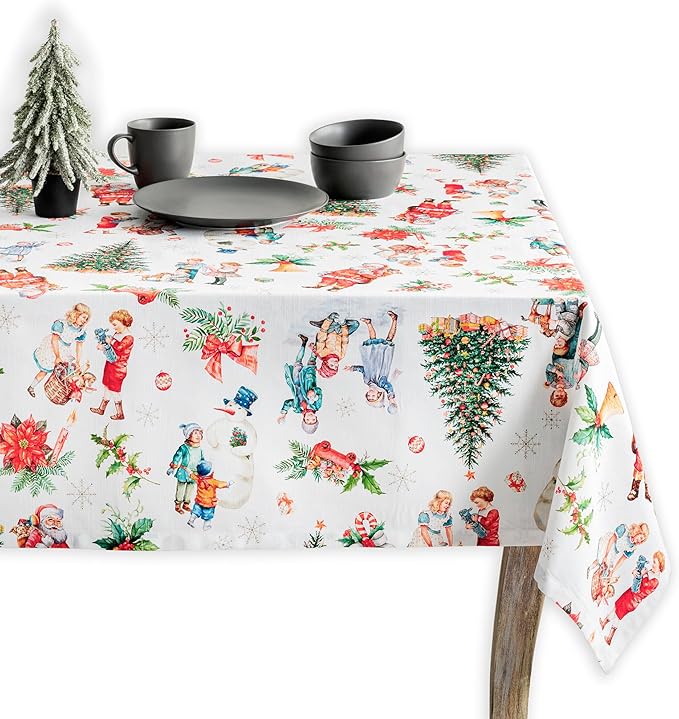 Maison d' Hermine Table Cloth Square Table 100% Cotton 60 x 60 Inches Fall Tablecloth Reusable Everyday Use for Thanksgiving Christmas Decorations Dining Farmhouse Party (Chromo)