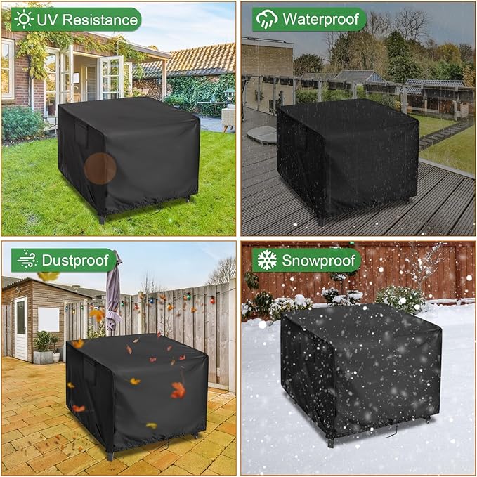 Outdoor Table Cover Square 36 inch Patio Table Cover Waterproof Patio Furniture Covers Rectangular for Outside Small Table and Chair Sets, Fire Pit, Coffee Table, Ottoman -36"L x 36"W x 42"H