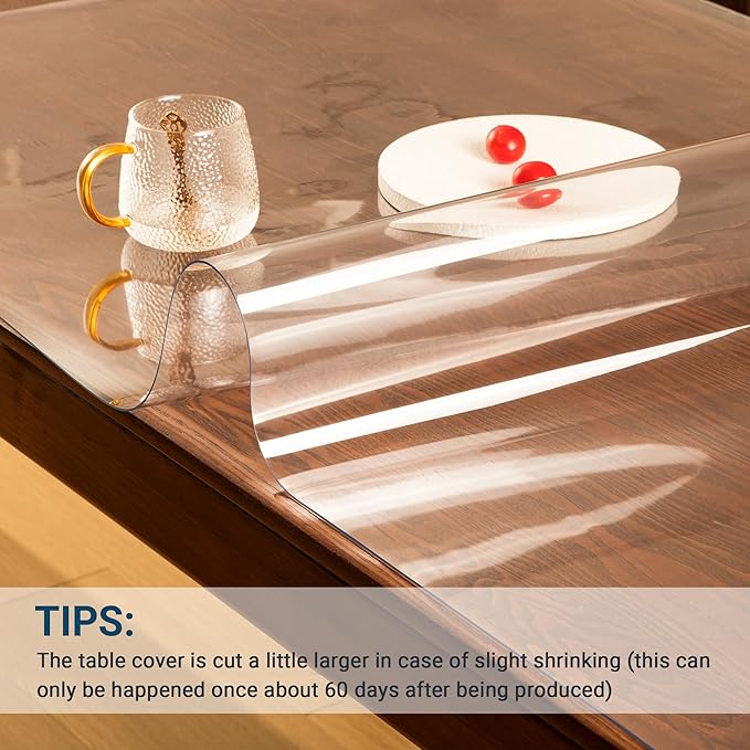 Clear Table Cover Protector Rectangle 42 x 86 Inch, 1.5mm Transparent Plastic Table Protector Waterproof, Anti-Scratch Clear Desk Mat for Office Desktop Dresser Dining Table, FDA Compliant