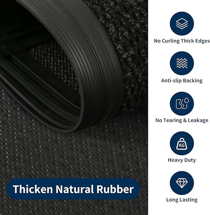 4' X 35' Commercial Outdoor Doormats Customized Sizes,Thick Heavy Duty Rubber Door Mat Indoor Outside, 0.35" Low Profile All-Weather Waterproof Matt for Garage Floor Patio Porch Entrance Entryway