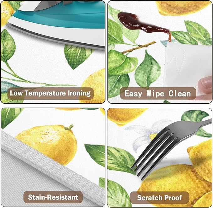 Lemon Round Fitted Tablecloth with Elastic Spring Summer Yellow Lemons Circle Table Cloth for 36-40" Round Tables Wipeable Waterproof Lemonade Party Farmhouse Table Cover for Picnic Dining Outdoor