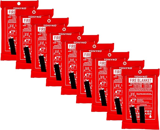 TONYKO Emergency Fire Blankets, Flame Retardant Protection and Heat Insulation Designed for Kitchen,Fireplace,Grill,Car,Camping(White(9PACK))