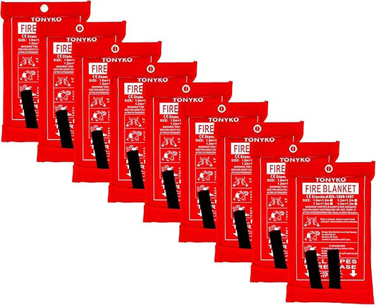 TONYKO Emergency Fire Blankets, Flame Retardant Protection and Heat Insulation Designed for Kitchen,Fireplace,Grill,Car,Camping(White(9PACK))