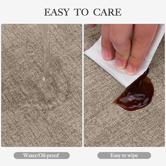 Faux Leather Heat Resistant Placemats Set of 6 – Waterproof Oilproof Wipeable Dining PU Vinyl Place Mat Easy Clean Table Mats for Kitchen/Dining/Party/Holiday, Khaki