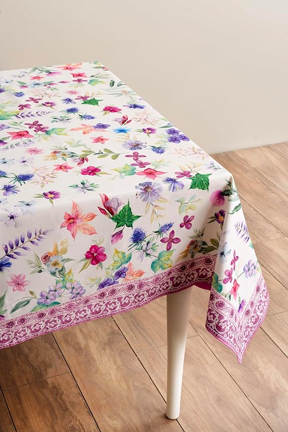 Maison d' Hermine Table Cloth Rectangle Table 100% Cotton 60 x 108 Inches Tablecloth Reusable Decorative Everyday Use for Dining Room, Farmhouse, Home, Party, Festive & Wedding Spring Summer - Chardon