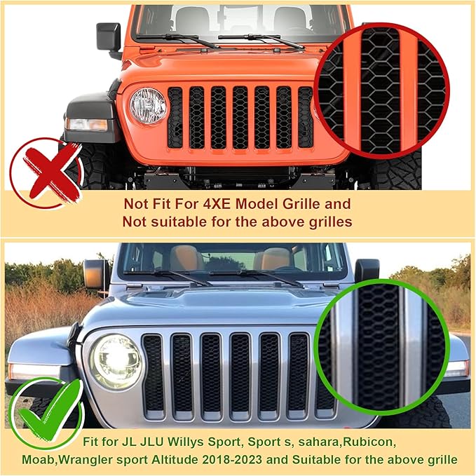 Led Grill Grille Lights fit for 2019 2020 2021 2022 2023 Jeep Wrangler JL JLU Rubicon Sahara Sport Front Grille Grills Light Front Headlights Wrangler JL Jlu 2018-2023 4Pcs Amber Led (Amber JL 4P)