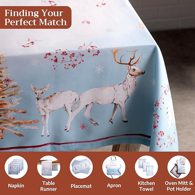 Maison d' Hermine Table Cloth Rectangle Table 100% Cotton 54 x 72 Inches Fall Tablecloth Reusable Everyday Use for Thanksgiving Christmas Decorations Dining Farmhouse Party (Fairy Tale Forest)