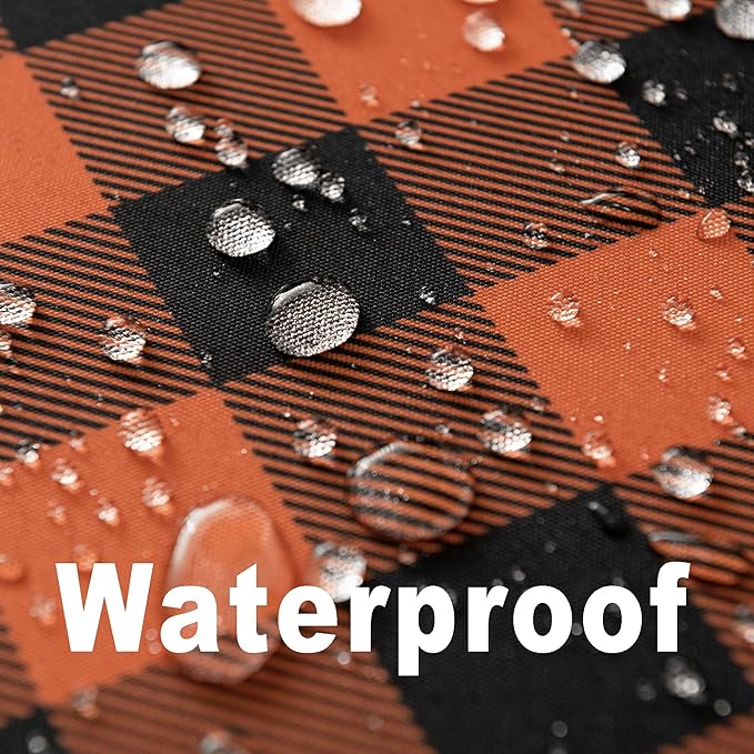 Waterproof Gingham Festive Tablecloth Fabric - Oblong 52x70 Inch Classic Buffalo Tartan Autumn Table Cloth for Outdoor Use - Halloween Coloring Tabletop Cover for Dinner, BBQs, and Parties