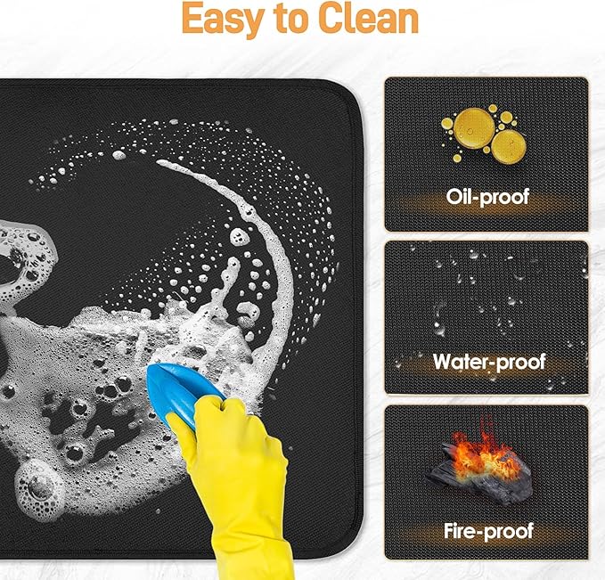 25 x 19.5in Heat Resistant Grill Mats for Outdoor Grill to Protect Your Prep Table and Outdoor Grill Table - Fire Proof & Water Proof & Oil Proof BBQ Mat - Black (0.6mm)