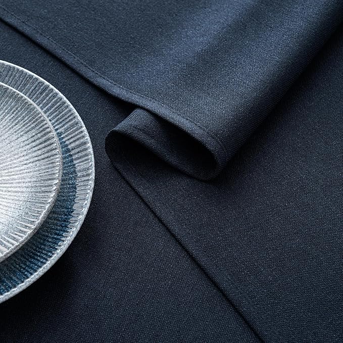 MIULEE Navy Blue Linen Polyester Tablecloth 60x84 Inch Rectangle Table Cloth Waterproof,Stain Resistant & Wrinkle Resistant for Dining Party Wedding