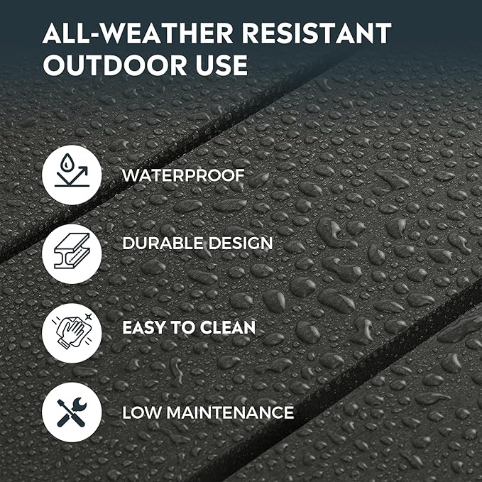 Costaelm Patio Bistro Table, 42" Counter Height Round Patio Cocktail Bar Table with Umbrella Hole, Outdoor Bistro Dining Pub Table for Front Porch Deck Backyard Garden, Black