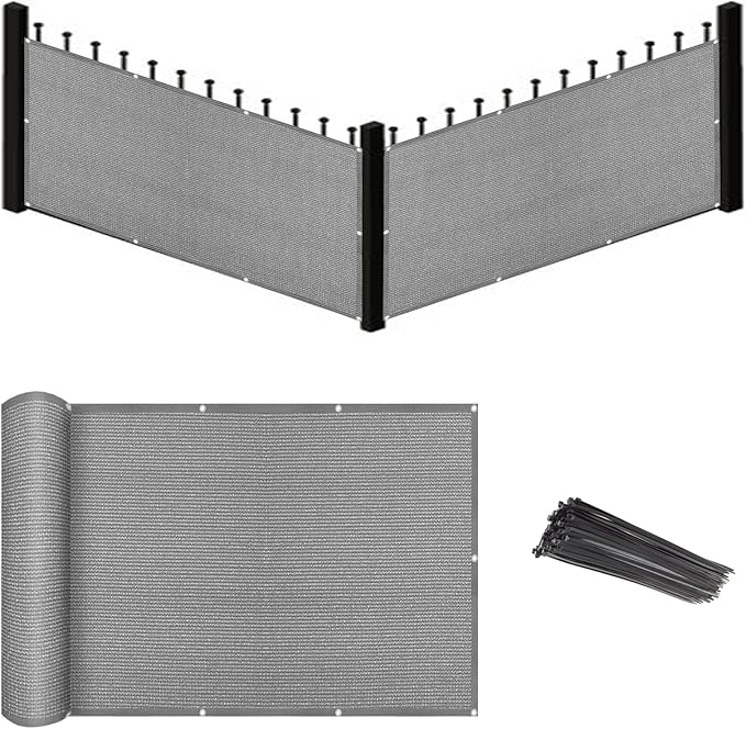 Eden's Decor Balcony Privacy Screen Grey 2'6"x 21' Cover Mesh Windscreen Weather-Resistant UV Protection for Backyard Deck, Patio, Balcony, Pool, Porch, Fence, Railing, Gardening