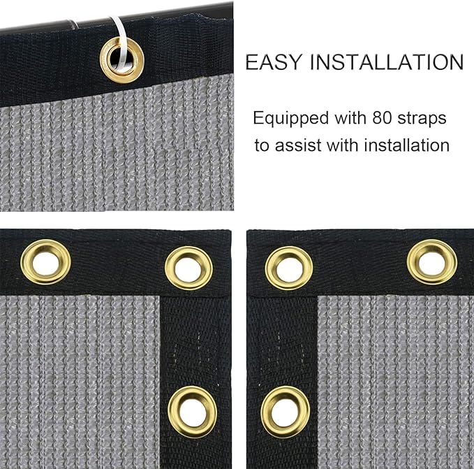 Sunnyglade 5 feet x 50 feet Privacy Screen Fence Heavy Duty Fencing Mesh Shade Net Cover for Wall Garden Yard Backyard (Grey, 5 ft X 50 ft)