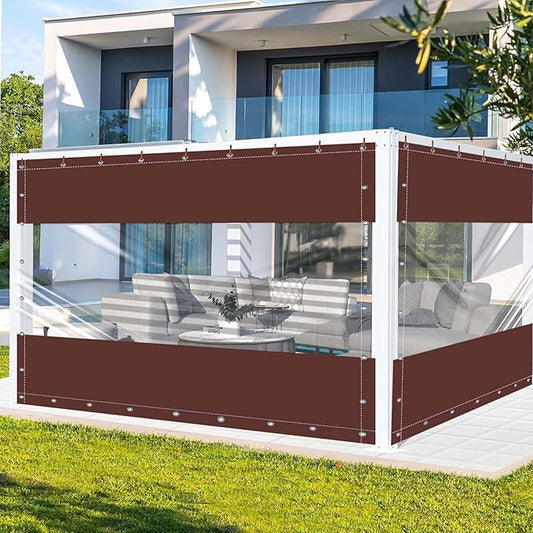 FoundGo 9'H x 15'W Vinyl Curtains for Patio 19oz, Outdoor Clear Vinyl Patio Enclosure,Heavy Duty Clear Tarp Waterproof Vinyl Tarps with Grommets for Pergola, Balcony,Porch,Gazebos，-4℉ Cold Resistant