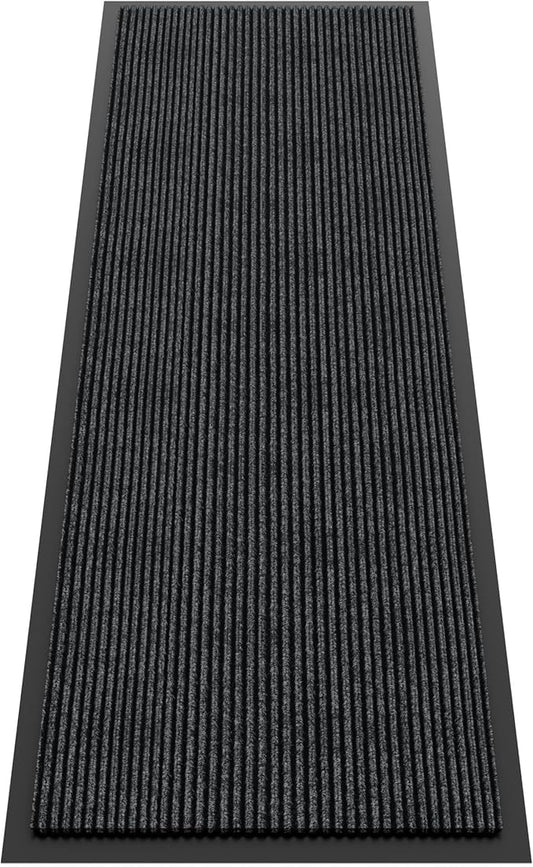 Front Door Mat, 10' x 3' Commercial Floor Mat, Heavy Duty Welcome Mat, Rubber Backing Non Slip Doormat for Entryway, Grey