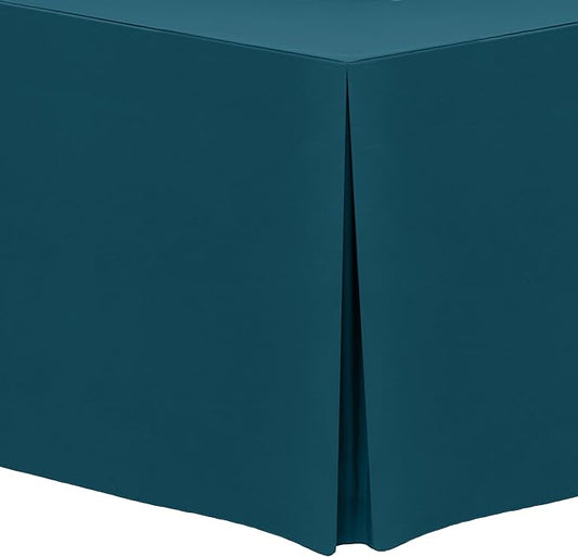 Ultimate Textile -10 Pack- 5 ft. Fitted Polyester Tablecloth - Fits 30 x 60-Inch Banquet and Folding Rectangular Tables - 42" H, Lagoon Blue