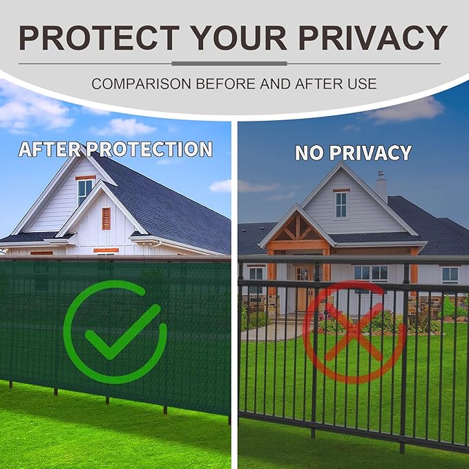 LOVE STORY Custom Size 3'x24' Dark Green Balcony Privacy Screen,UV Block Privacy Fence Screen,90% Shield for Outdoor Pool Garden Apartment Railing