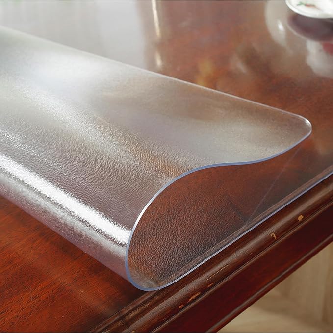 Frosted Clear Table Protector 48 x 96 Inch, 2mm Thick Plastic Table Cover, Waterproof PVC Clear Table Cover Protector, Desk Protector Mat, Writing Desk Pad for Desktop, Coffee & Dining Room Table