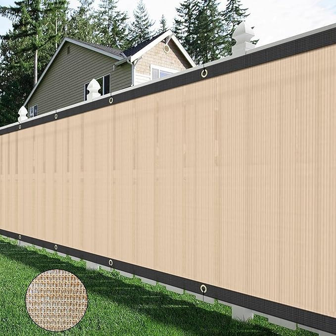 AYOHA 4' x 22' Privacy Fence Screen Fabric Mesh Shade Net Cover, Heavy Duty 160 GSM Privacy Barrier for Chain Link Fence, 90% Privacy Blockage, Excellent Airflow, Cable Zip Ties Included, Beige